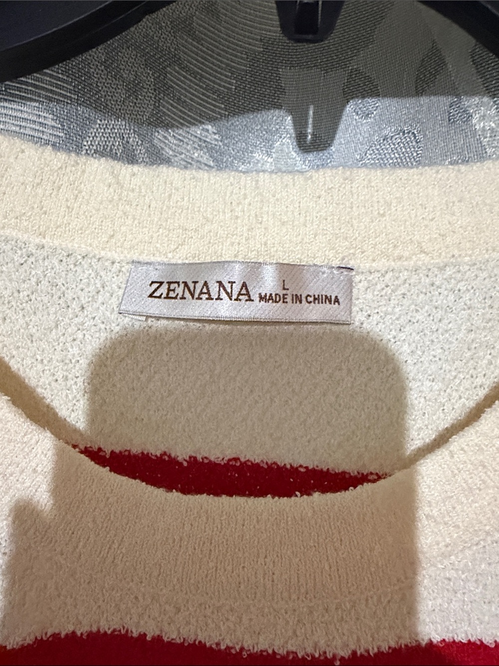 NWOT Cream & Red Striped Sleeveless Sweater - Picture 2 of 4